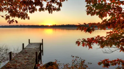 Picture Autumn Nature Sunrises and sunsets Rivers Marinas 1920x1080