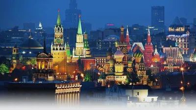 Москва река и Москва-Сити вечером - обои на рабочий стол