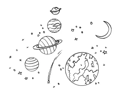 Детские рисунки космоса и планет - 64 фото