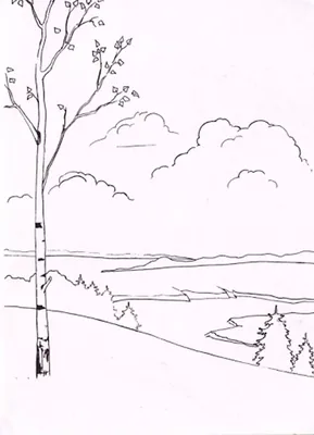 Как нарисовать пейзаж простым карандашом | Рисунок для начинающих поэтапно  - YouTube