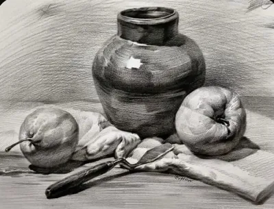Как нарисовать натюрморт поэтапно начинающим карандашом - kalachevaschool.ru