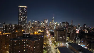 Фото Небоскребы Нью - Йорка ночью, by kostennn