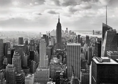 Самоклеющиеся фотообои \"Нью-Йорк с небоскреба\", 90x210 см, эффект черно- белый - купить в Москве, цены на Мегамаркет