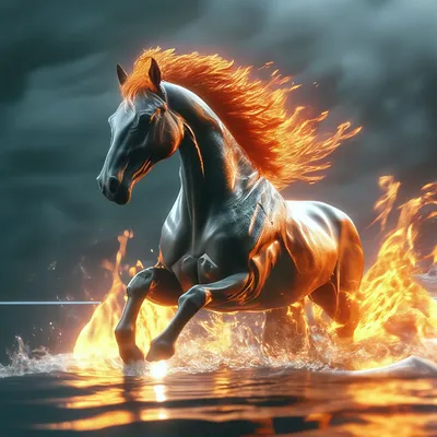 Огненная Лошадь с развивающейся …» — создано в Шедевруме