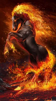 Лошадь в огне арт - 61 фото