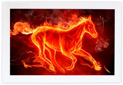Картина на холсте \"Огненный, небо, лошади\" 240x90 см. с алюминиевыми  подвесами, в тубусе - купить по низкой цене в интернет-магазине OZON  (561483287)