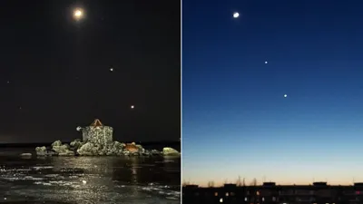 Парад планет в небе над Украиной - фото сближения Луны, Венеры и Юпитера |  РБК Украина