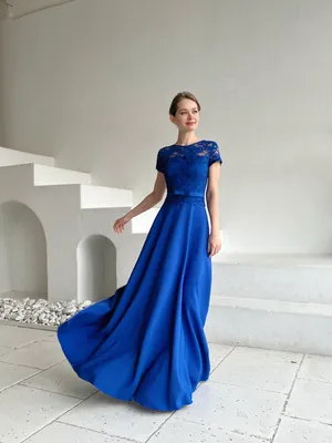 Нарядное платье Мила макси (синий)