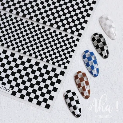 Шахматная клетка для дизайна ногтей, 1 лист, 3D фотообои для ногтей, лапка  для маникюра, новый дизайн 2021, слайдеры, аксессуары для творчества |  AliExpress