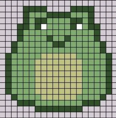 лягушка по клеточкам | Пиксельная графика, Схемы вышивки крестиком, Рисунки
