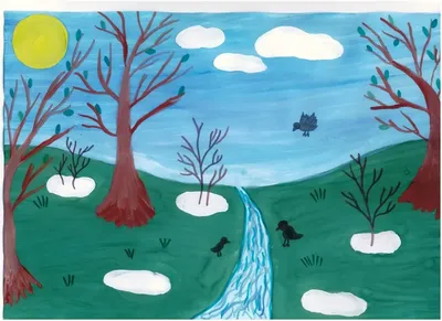 Рисуем весенний пейзаж с ребенком подготовительной к школе группы на тему  «Ранняя весна. Верба» (8 фото). Воспитателям детских садов, школьным  учителям и педагогам - Маам.ру