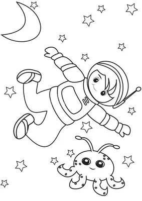 Раскраски для детей космос, космонавты, планеты, инопланетяне, ракеты