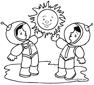 Космонавт на Луне — раскраска для детей. Распечатать бесплатно.