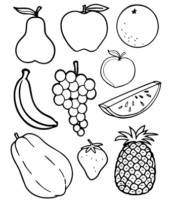 Раскраски «Овощи и фрукты» для детей 5-6 лет распечатать бесплатно
