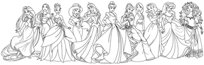 Раскраски принцессы Диснея распечатать на бумаге