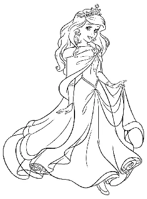 Раскраска - Принцессы Диснея - Ариэль с короной | MirChild