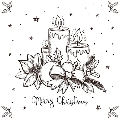 Винтажные черно-белые рождественские открытки с деревом Xmas и  флористическими декоративными границами Иллюстрация вектора - иллюстрации  насчитывающей ель, случай: 108692239