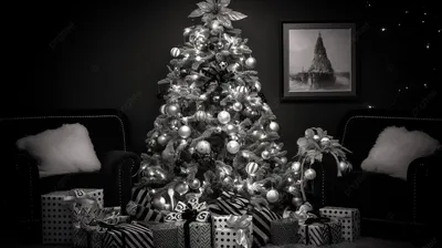 Черно белые рисунки новогодние - 32 фото