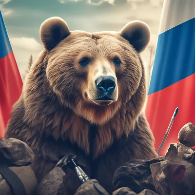 Добрый русский медведь на фоне …» — создано в Шедевруме