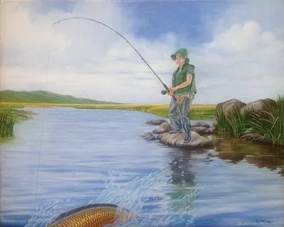 Летняя рыбалка рисунок - 55 фото