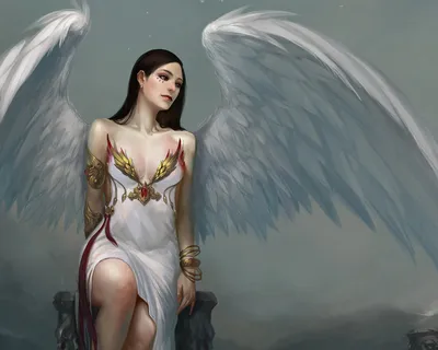 Девушка с крыльями ангела в полный…» — создано в Шедевруме