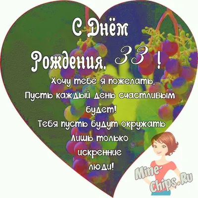 Поздравляем с Днём Рождения 33 года, открытка девушке - С любовью,  Mine-Chips.ru