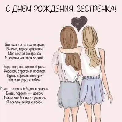Поздравляем с Днём Рождения, открытка младшей сестре - С любовью,  Mine-Chips.ru