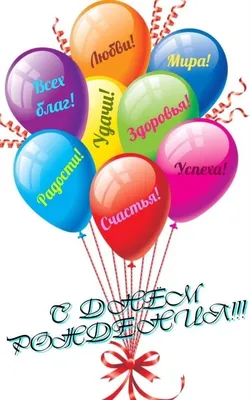 Открытка с днём рождения с золотыми воздушными шарами — Скачайте на Davno.ru