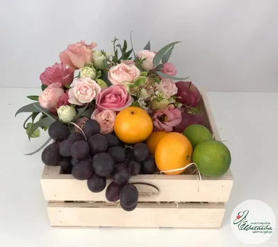 Подарочная корзина с фруктами и цветами №2 (ID#1329853102), цена: 1650 ₴,  купить на Prom.ua