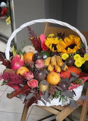 ᐉ Купить Корзины с фруктами и цветами \"Жания\" в Астане (Нур-Султан) —  Интернет-магазин AstanaZakazBuketov