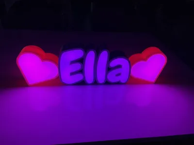 Файл STL Яркое имя Элла с двумя сердечками 👽・Модель для печати в 3D  скачать・Cults