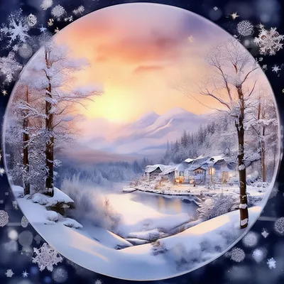 Картина зима зимний пейзаж \"Зимний вечер\". | Картины с изображением заката,  Рисунки пейзажей, Картины маслом