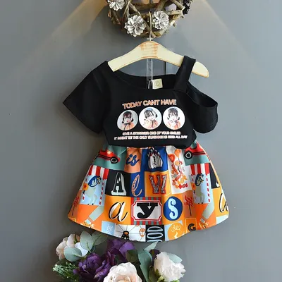 Летняя детская одежда, рубашка с надписью и клетчатая юбка с сумкой, милый  комплект одежды для маленьких девочек, модная Корейская одежда для  маленьких девочек | AliExpress