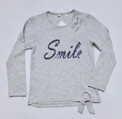 Светло-коралловый лонгслив с надписью \"Smile\" — SMIL, акция действует до 31  декабря 2024 года | LeBoutique — Коллекция брендовых вещей от SMIL — 6619073