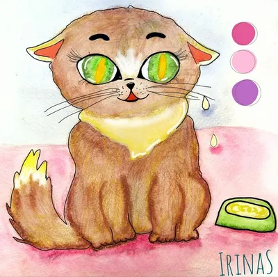 Кошка, нарисованная ребенком Иллюстрация штока - иллюстрации насчитывающей  чертеж, смешно: 256471610