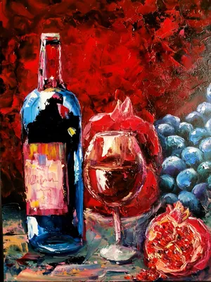 Картина маслом Натюрморт с вином и фруктами – купить в интернет-магазине  HobbyPortal.ru с доставкой
