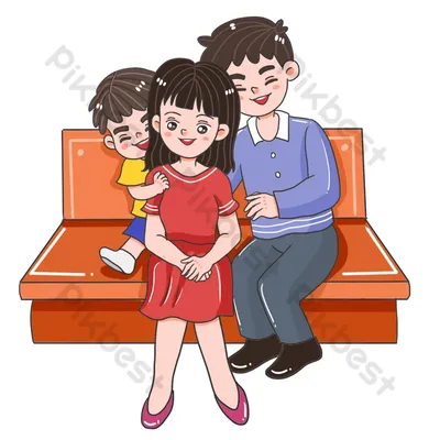 Нарисованная рукой иллюстрация счастливой семьи Нового Года  изображение_Фото номер 611491128_PSD Формат изображения_ru.lovepik.com