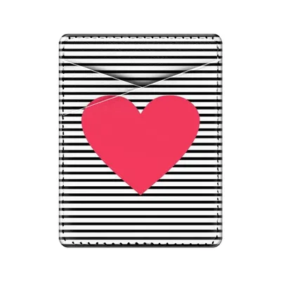 Чехол для карты или пропуска «Большое сердце на полосатом фоне» на телефон  — купить картхолдер в Case Place