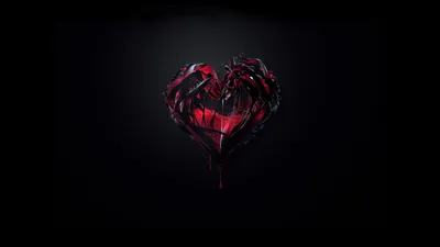 Иллюстрация драгоценное рубиново-красное сердце на черном фоне в
