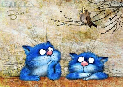 лоскутная мозаика: Синие коты счастья