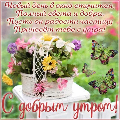 Яркая картинка: \"Доброе утро!\" С пожеланием в стихах, бабочками и цветами •  Аудио от Путина, голосовые, музыкальные