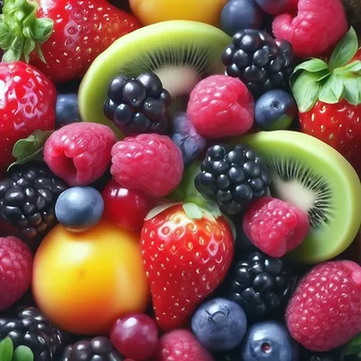 Сочные фрукты, разноцветные брызги, …» — создано в Шедевруме
