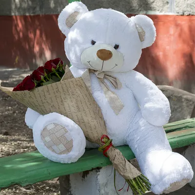 Букет цветов и мишка купить с бесплатной доставкой в Москве по цене 2 600  руб.
