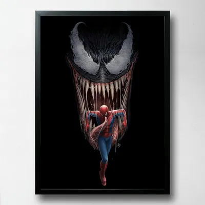 Постер на ПВХ \"Venom Spiderman\" UkrPoster 2211570075 черная рамка 50х70 см  | Купить в интернет-магазине Goodtoys