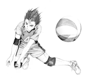Волейболист, обслуживающий мяч черно-белый векторный контур | Премиум  векторы
