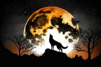 Картинки волка воющего на луну фотографии