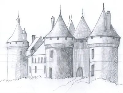 Замок в романском стиле рисунок карандашом - 87 фото