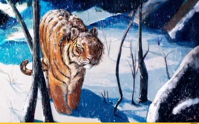 Картинки тигр, мама, тигренок, снег, зима - обои 1680x1050, картинка №334