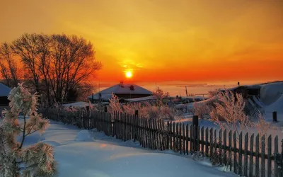 Зимний закат в деревне (56 фото) - 56 фото