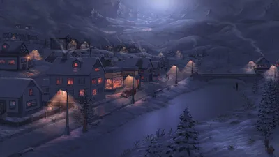 Красивый зимний вечер в городском …» — создано в Шедевруме